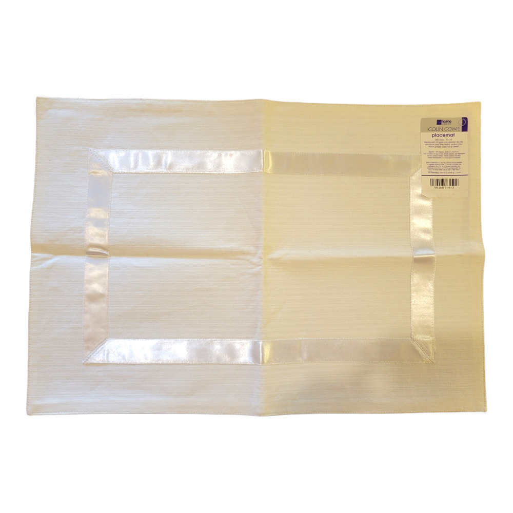 NEW Vintage Colin Cowie White Ribboned Placemat 13" x 19" (Set of 1)